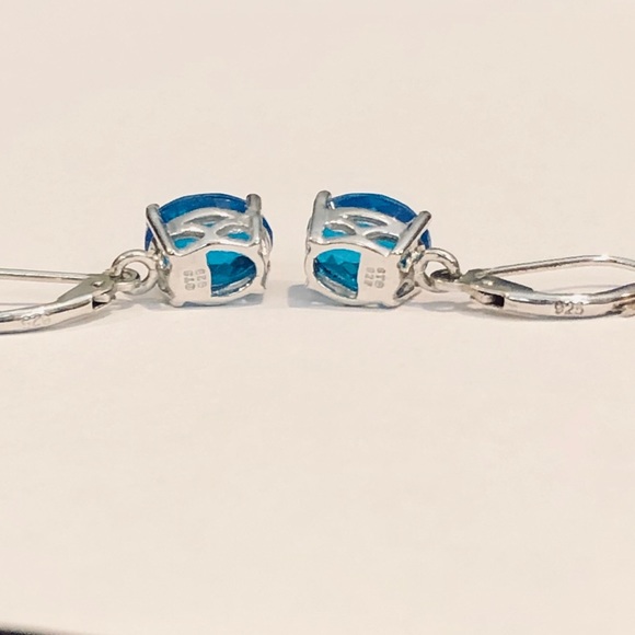 Swiss Blue Topaz Sterling Silver Dangle Earrings - Picture 3 of 5
